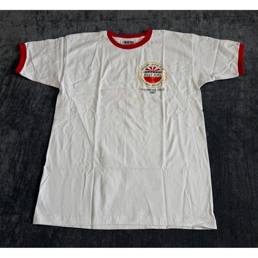 Billy Joel The Bridge Tour T-Shirt Men's Large White Crew-Neck Short Sleeve
